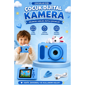 Mini Çocuk Kamerası 2 İnç Ekranlı Fotoğraf Video Çekimli Şarjlı Silikon Korumalı Dijital Kamera