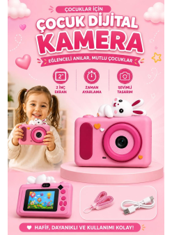 Mini Çocuk Kamerası 2 İnç Ekranlı Fotoğraf Video Çekimli Şarjlı Silikon Korumalı Dijital Kamera