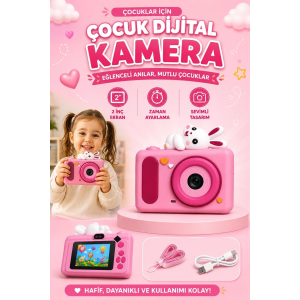 Mini Çocuk Kamerası 2 İnç Ekranlı Fotoğraf Video Çekimli Şarjlı Silikon Korumalı Dijital Kamera