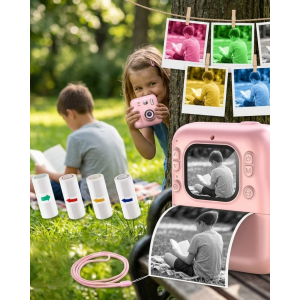 Mini Çocuk Kamerası Fotoğraf Video Çekim 4 Rulo Baskı Kağıdı Ve 5 Kalem Hediyeli