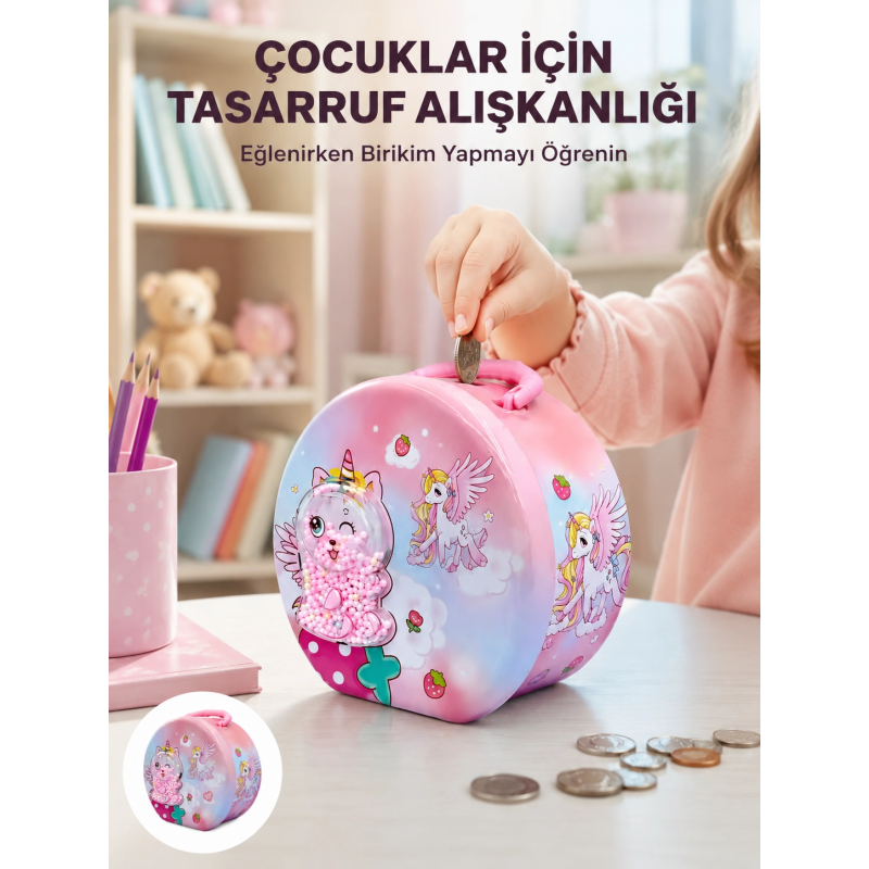 Mini Çocuk Para Kasası Güvenli Kilitli Birikim Kutusu Mini Çocuk Para Kasası Güvenli Kilitli Birikim Kutusu