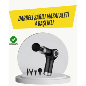Mini Masaj Tabancası 4 Başlık 6 Hız Ayarlı