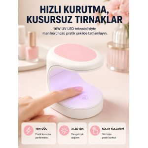 Mini Oje Kurutma Cihazı 16w Led Uv Hızlı Kurutma Taşınabilir Kompakt Yeni Nesil