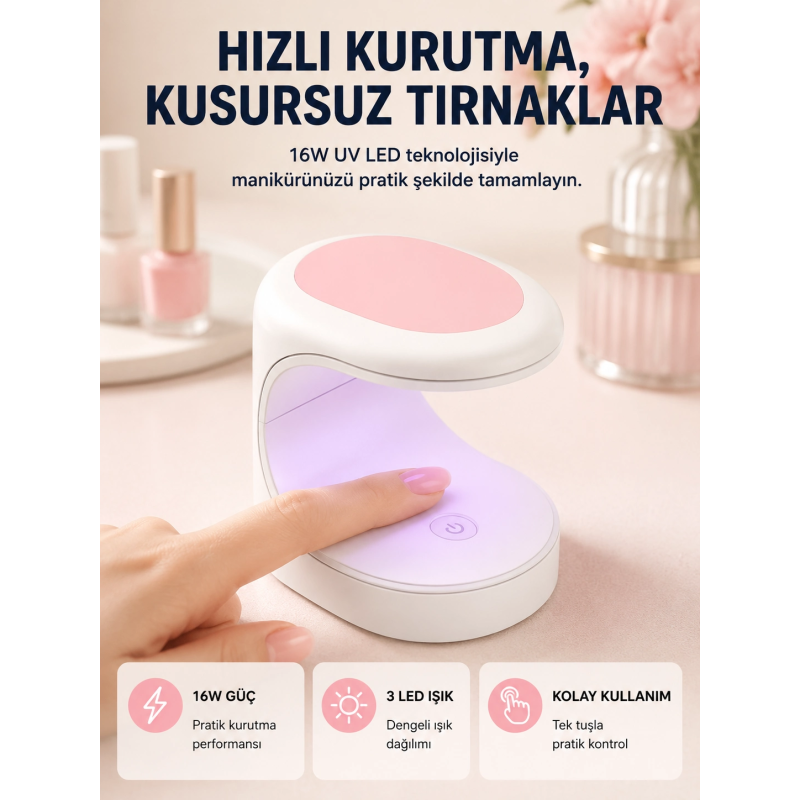 Mini Oje Kurutma Cihazı 16w Led Uv Hızlı Kurutma Taşınabilir Kompakt Yeni Nesil Mini Oje Kurutma Cihazı 16w Led Uv Hızlı Kurutma Taşınabilir Kompakt Yeni Nesil