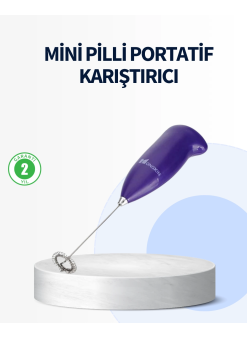 Mini Pilli Portatif Karıştırıcı – Cappuccino, Latte, Frappe Ve Kahve Köpürtücü