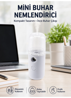 Mini Şarjlı Buhar Nemlendirici – Taşınabilir, Enerji Tasarruflu, Kablosuz Kullanım Yeni Nesil