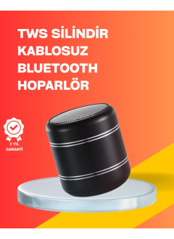 Mini Silindir Kablosuz Hoparlör Güçlü Ses 4w Bas + Tws Senkron Özellik