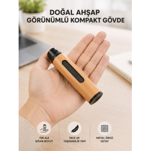 Mini Taşınabilir Küllük 3 Farklı Uç Seçenekli Ahşap Görünümlü Pratik Kullanım