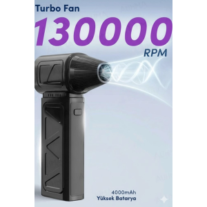 Mini Turbo Fan 130.000 Rpm Şarjlı 8000 Mah Batarya 4 Vitesli Taşınabilir Elektrikli Hava Üfleyici Kompresörü