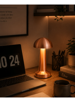 Modern Bronz Mantar Masa Lambası Led Dokunmatik Dekoratif Aydınlatma