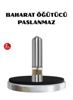 Modern Otomatik Baharat Öğütücü Seti – Pilli, Paslanmaz Çelik, Led Aydınlatmalı