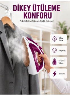 Modern Tasarım 2200w Dayanıklı Buharlı Seramik Kaplama Ütü Yeni Nesil