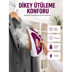 Modern Tasarım 2200w Dayanıklı Buharlı Seramik Kaplama Ütü Yeni Nesil