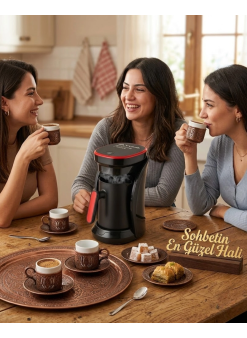 Modern Tasarımlı Türk Kahvesi Makinesi Taşma Emniyetli 4 Fincan Kapasiteli