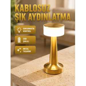 Modern Usbli Kablosuz Masa Lambası – Minimalist Tasarım, 3 Farklı Parlaklık Yeni Nesil