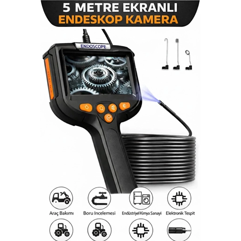 Monitörlü Tek Kameralı 5 Mt Sert Kablo Yılan Endoskop Kamera 5,5 Mm 4.3 Inc Ekran Ip67 Su Geçirmez Monitörlü Tek Kameralı 5 Mt Sert Kablo Yılan Endoskop Kamera 5,5 Mm 4.3 Inc Ekran Ip67 Su Geçirmez