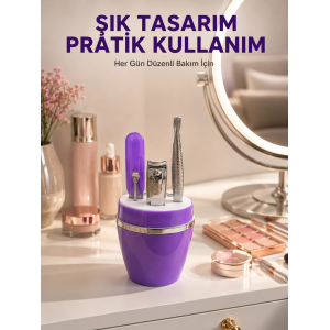 Mor Manikür Pedikür Seti Taşınabilir Kişisel Bakım Kiti