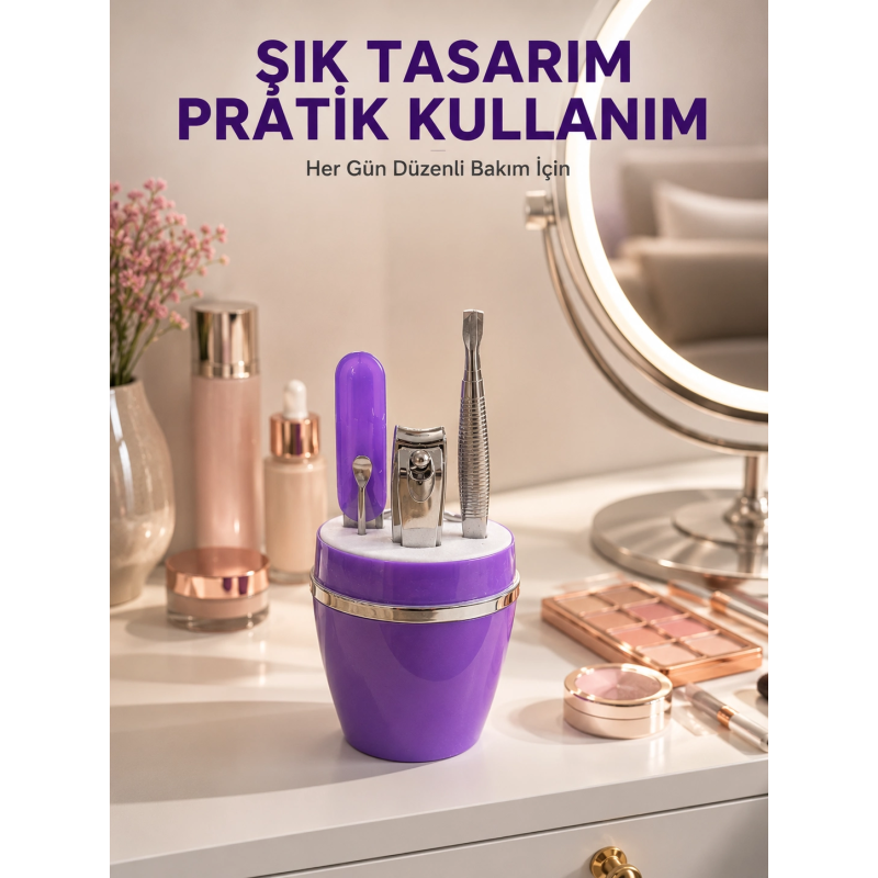 Mor Manikür Pedikür Seti Taşınabilir Kişisel Bakım Kiti Mor Manikür Pedikür Seti Taşınabilir Kişisel Bakım Kiti