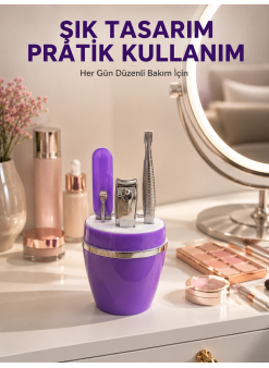 Mor Manikür Pedikür Seti Taşınabilir Kişisel Bakım Kiti