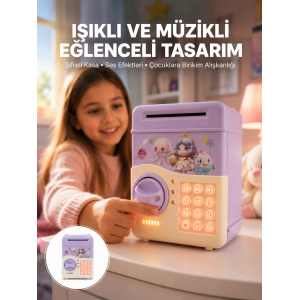 Mor Otomatik Para Girişli Elektronik Şifreli Kumbara