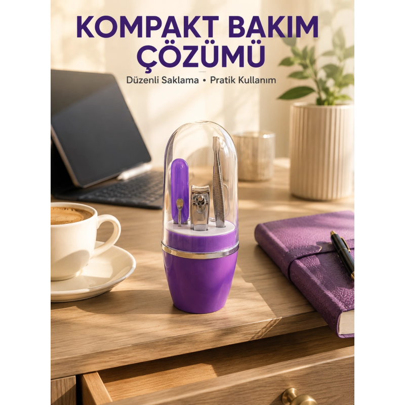 Mor Tırnak Bakım Seti Cımbız Makas Törpü Ve Tırnak Makası Mor Tırnak Bakım Seti Cımbız Makas Törpü Ve Tırnak Makası