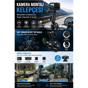 Motosiklet Bisiklet Gidon Kamera Montaj Metal Si 360° Döner Metal Tutucu