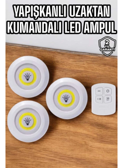 Mutfak Dolap Altı Işığı Uzaktan Kumandalı Yapışkanlı Kablosuz Pilli