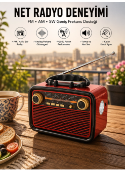 Müzik Kutusu Bluetooth Bağlantılı El Fenerli Nostaljik Tasarım Radyo