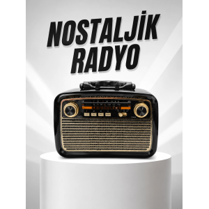 Müzik Kutusu Bluetooth Bağlantılı El Fenerli Nostaljik Tasarım Radyo