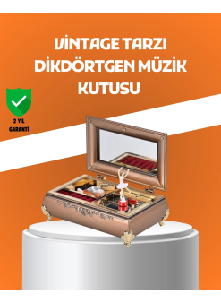 Müzikli Balerin Figürlü Takı Kutusu Piyano Desenli Dekoratif