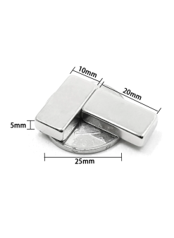 2 Adet 20x10x5 Mm Neodyum Magnet N35 Güçlü Mıknatıs Köşeli Ve Dayanıklı Nikel Kaplama