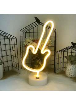 Neon Gitar Masa Lambası Pil+usb
