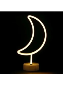 Neon Işıklı Ay Masa Gece Lambası Pil+usb