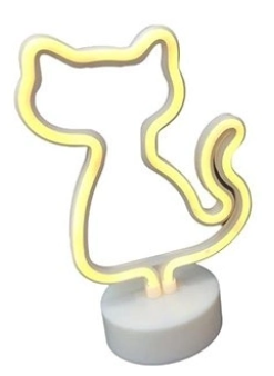 Neon Işıklı Kedi Lamba Pil+usb Pembe Işık Mz-122