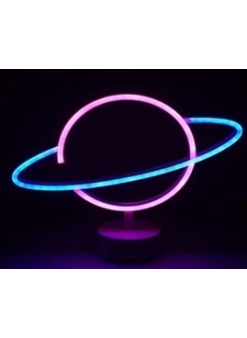 Neon Işıklı Satürn Lamba Pil+usb Mz-n15