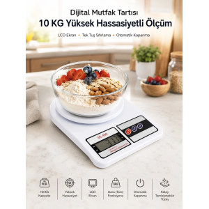 Net Lcd Ekran Ve Otomatik Kapanma Özelliği İle Uzun Ömürlü Dijital Mutfak Tartısı