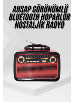 Nostalji Radyo Bluetooth Hoparlör Usb-sd Kart Giriş Led Fener Işıklı Bataryalı Pilli