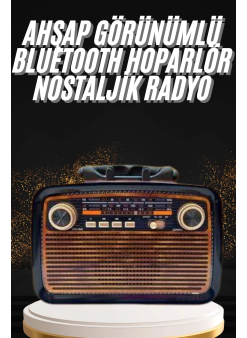 Nostaljik Görünümlü Ahşap Radyo Tf Sd Usb Girişli Led Fener Işıklı
