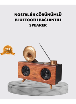 Nostaljik Gramofon Bluetooth Hoparlör – Fm Radyo + Usb + Sd Kart Destekli