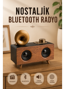 Nostaljik Radyo Bluetooth Bağlantılı Şarjlı Yüksek Ses Kaliteli