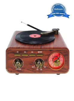 Nostaljik Tasarım Plak Çalar Görünümlü Radyolu Bluetooth Hoparlör Retro Müzik Plak