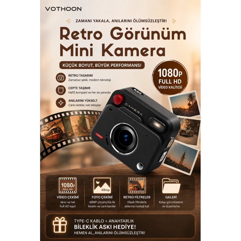 Nostaljik Tasarımı Retro Görünüm Kare Mini Foto Video Kamera 1080p Full Hd 32gb Kart Hediyeli Nostaljik Tasarımı Retro Görünüm Kare Mini Foto Video Kamera 1080p Full Hd 32gb Kart Hediyeli