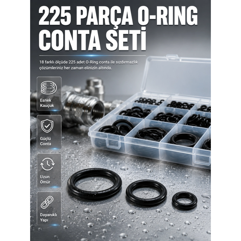 Organizer Kutulu O-ring Conta Seti 225 Parça | Dayanıklı Kauçuk Sızdırmazlık Contaları Organizer Kutulu O-ring Conta Seti 225 Parça | Dayanıklı Kauçuk Sızdırmazlık Contaları