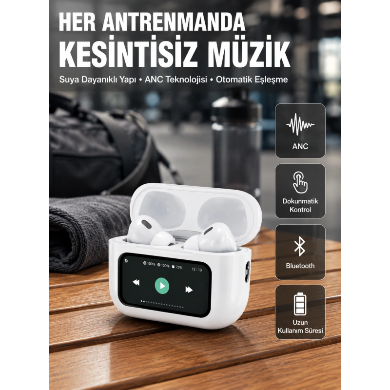 Otomatik Bağlantılı Bluetooth Kulaklık Anc Özellikli Su Ve Ter Dayanıklı Yeni Nesil Otomatik Bağlantılı Bluetooth Kulaklık Anc Özellikli Su Ve Ter Dayanıklı Yeni Nesil