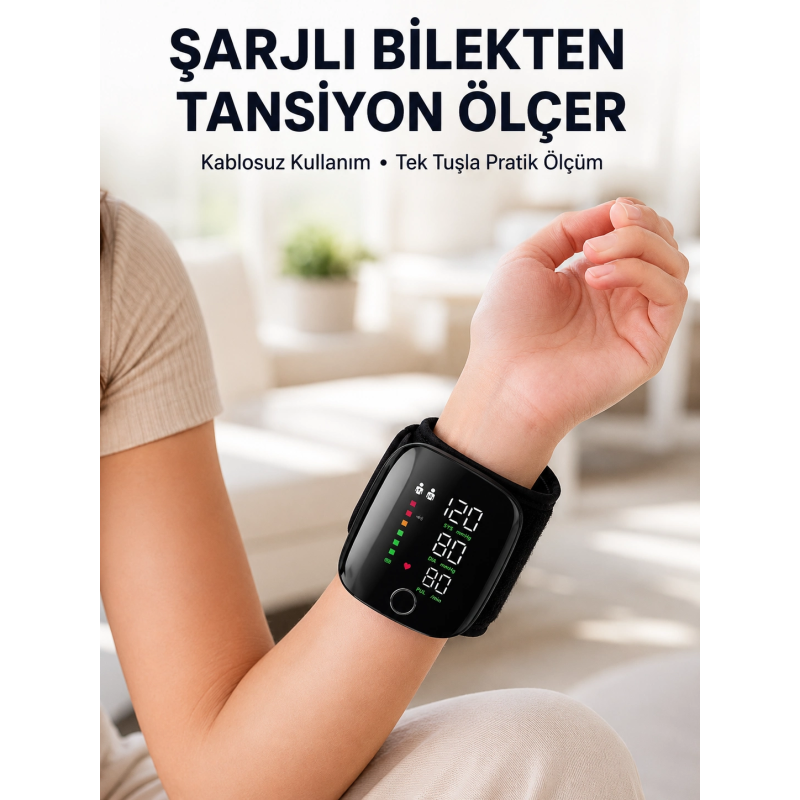 Otomatik Bilekten Tansiyon Ölçer Şarjlı Dijital Ölçüm Cihazı Otomatik Bilekten Tansiyon Ölçer Şarjlı Dijital Ölçüm Cihazı
