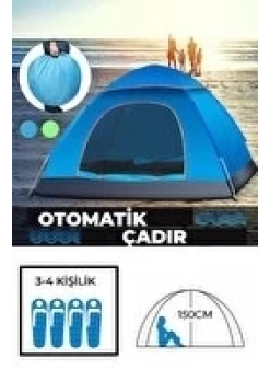 Otomatik Havada Açılan Su Geçirmez Çadır 4 Kişilik