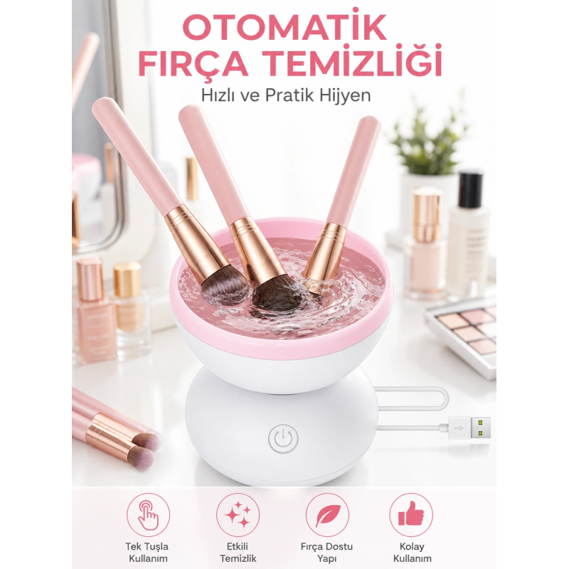 Otomatik Makyaj Fırçası Temizleyici Usb Destekli Taşınabilir Cihaz Yeni Nesil Otomatik Makyaj Fırçası Temizleyici Usb Destekli Taşınabilir Cihaz Yeni Nesil