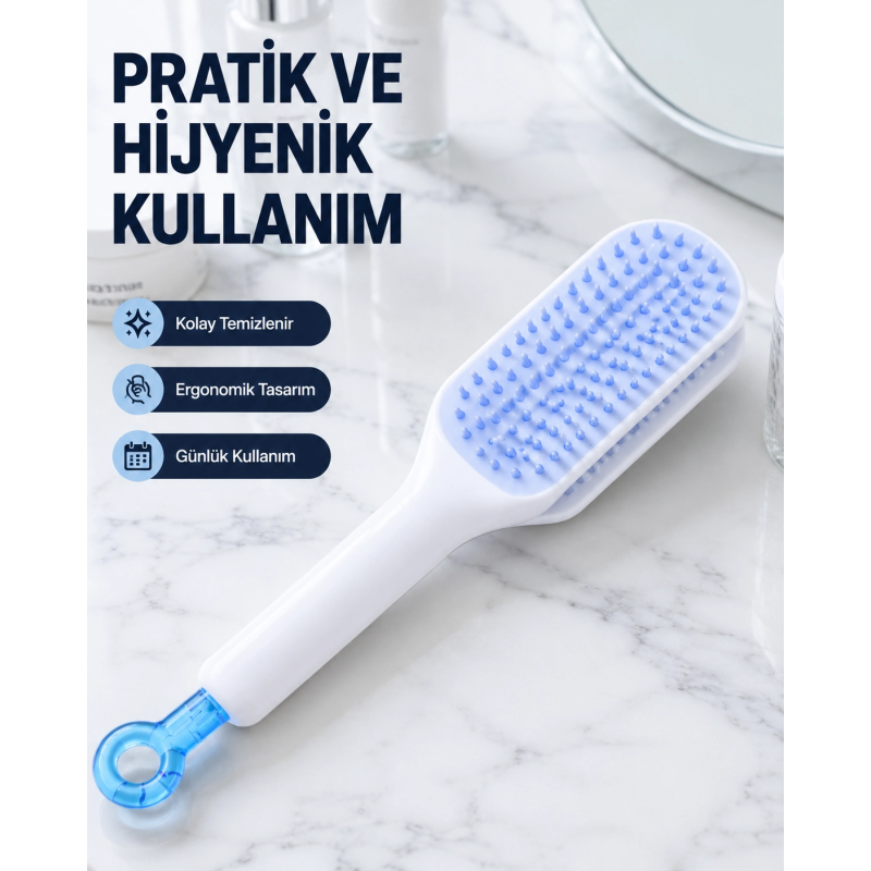 Otomatik Temizlemeli Saç Fırçası – Ergonomik Tasarım, Masaj Etkili, Elektriklenmeyi Önleyici Otomatik Temizlemeli Saç Fırçası – Ergonomik Tasarım, Masaj Etkili, Elektriklenmeyi Önleyici