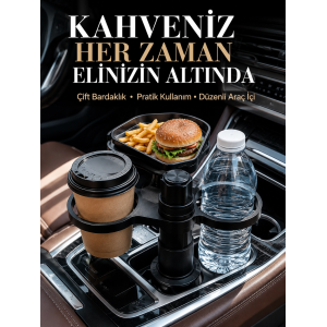 Otomobil İçin Çift Bardak Tutucu Ve Çok Amaçlı Organizer