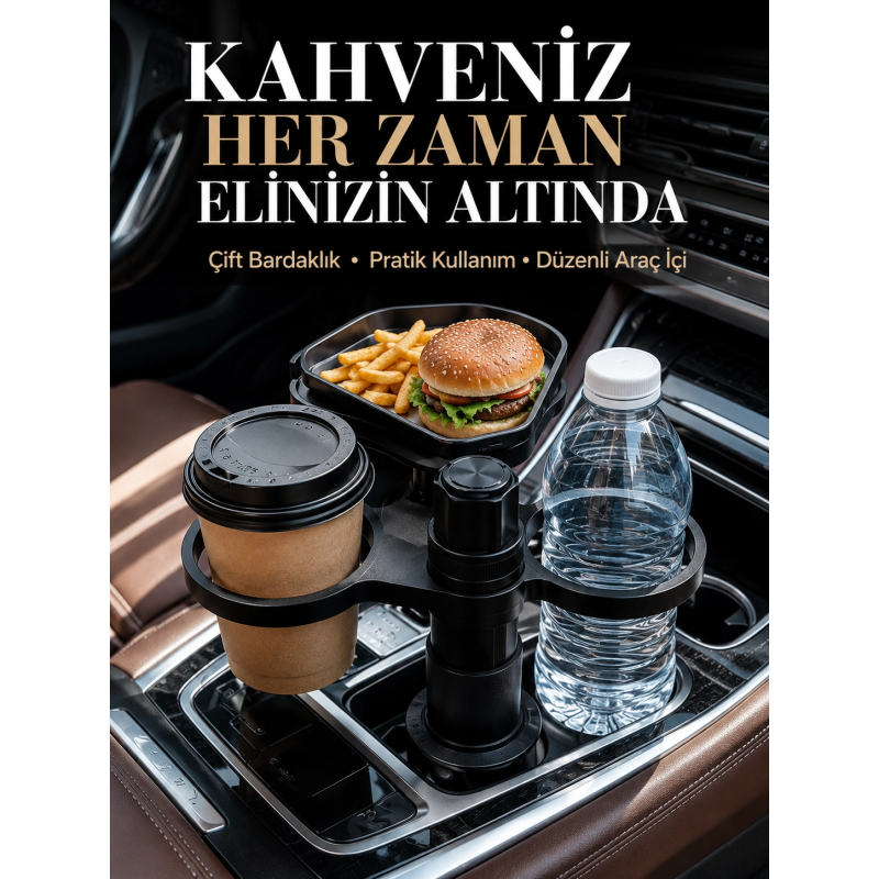 Otomobil İçin Çift Bardak Tutucu Ve Çok Amaçlı Organizer Otomobil İçin Çift Bardak Tutucu Ve Çok Amaçlı Organizer